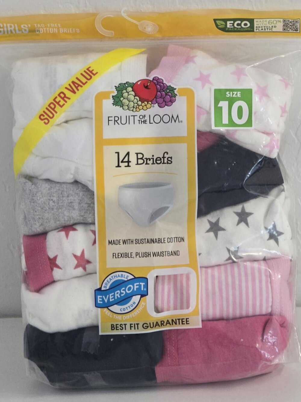 Fruit Of The Loom Girls Panties 14 Pack Size 10